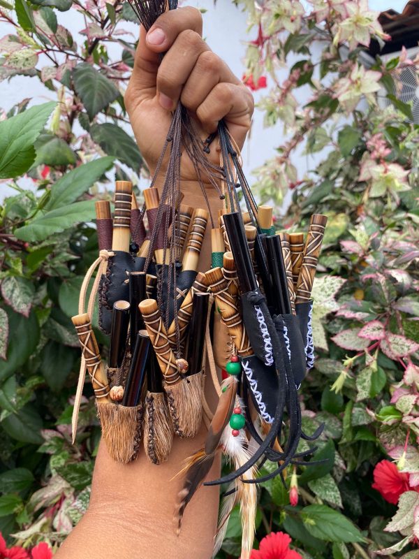 snuff applicator, rapé applicator, kuripe, leather, leather-kuripe indigenous kuripes queen of the forest Wooden Decorative Kuripe with String and Brush Cleaner.queen of the forest sacred indigenous tobacco snuff, shaman