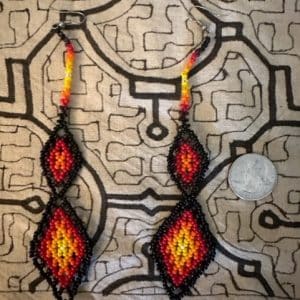 Indigenous Beaded Earrings, Queen of the Forest Jewelry, Ceremony earrings, Amazonian, Shipibo