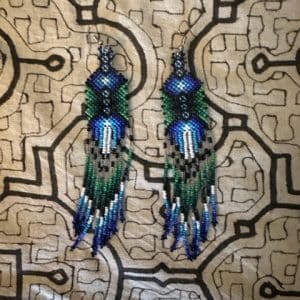 Indigenous Beaded Earrings, Queen of the Forest Jewelry, Ceremony earrings, Amazonian, Shipibo