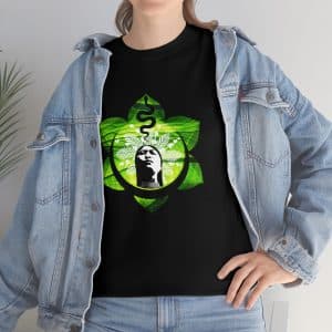 Unisex Heavy Cotton Tee, Queen of the Forest Logo Black T-shirt, Unisex, Shaman T-Shirt, Rhape Sacred Rapé Aya, Geometric T-shirt, Mens, Women's Shirt