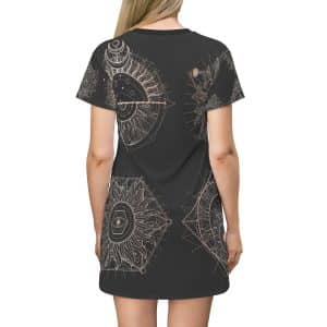 women's dress, sacred geometry dress, queen of the forest apparel, Shipibo Style Womens T-Shirt Dress