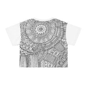 AOP Shamanic Pattern Crop Tee, Women's geometric white t-shirt, Queen of the Forest Apparel, Woman's Festival clothes,