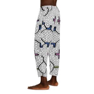 Men's Shipibo Pattern Pants (AOP) Pattern Pants, Yoga Pants, Queen of the Forest Apparel, Festival Clothing, Mens shipibo pants, jungle pants, ceremony