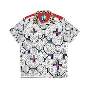 Shipibo Pattern collared shirt short sleeve shirt ceremony shirt, Queen of the Forest,