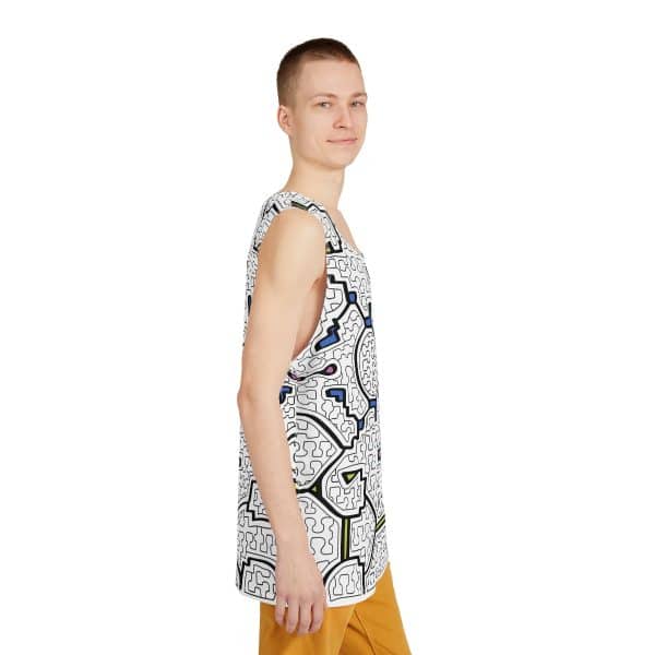 Men's Shipibo Pattern Tank, Festival clothing, Queen of the Forest Apparel, Aya Tank Top, Sleeveless mens shirt, shaman