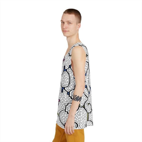 Men's Shipibo Pattern Tank, Festival clothing, Queen of the Forest Apparel, Aya Tank Top, Sleeveless mens shirt, shaman