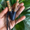 Wood And Leather Decorative Kuripe With Brush Cleaner 2 Wood And Leather Decorative Kuripe With Brush Cleaner self applicator tobacco snuff kuripe queen of the forest applicator shaman tools