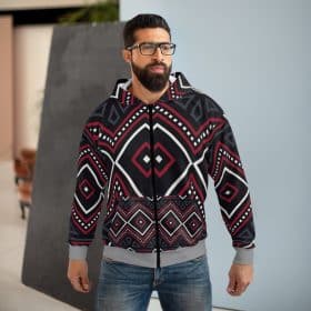 63247 Tribal Seamless Pattern. Aztec - Inca Style Zipped fleece jacket
