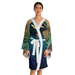 Peacock Spirit Kimono – Wear the Wisdom of the Feathered Eye - Image 3