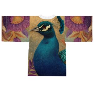 Alternative view of Peacock Spirit Kimono – Wear the Wisdom of the Feathered Eye