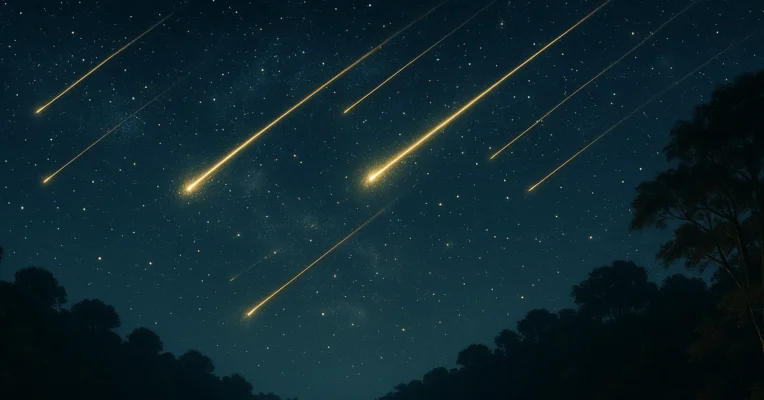Meteor Spiritual Meaning represented by a falling star crossing the night sky above the Amazon rainforest