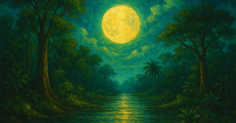 moon and the river sacred water reflection night