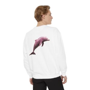 Pink River Dolphin — Unisex Garment-Dyed Sweatshirt - Image 4