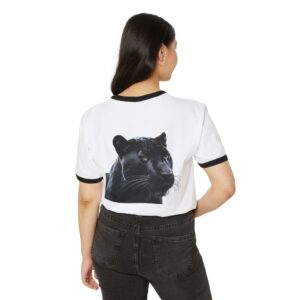 Black Jaguar Gaze — Unisex Ringer Tee - Image 4