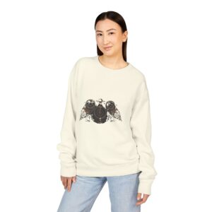 Twin Owls of the Cosmic Night — Unisex ComfortWash® Tee - Image 3