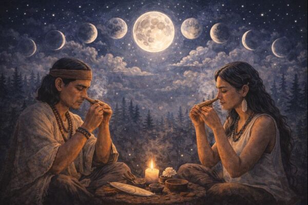 ChatGPT Image 20 de jan. de 2026 12 42 01 Rapéh and the Moon: How Lunar Cycles Enhance the Use of Sacred Medicines