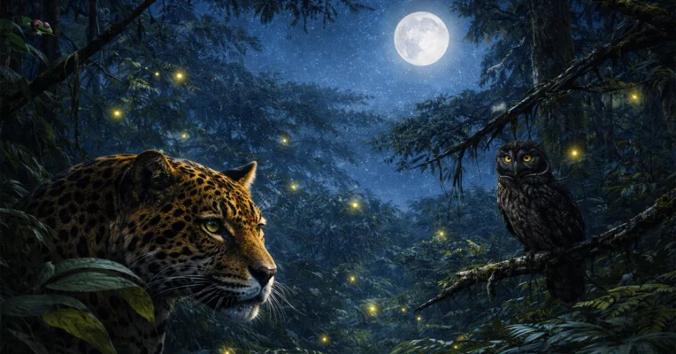 night forest amazon rainforest at night