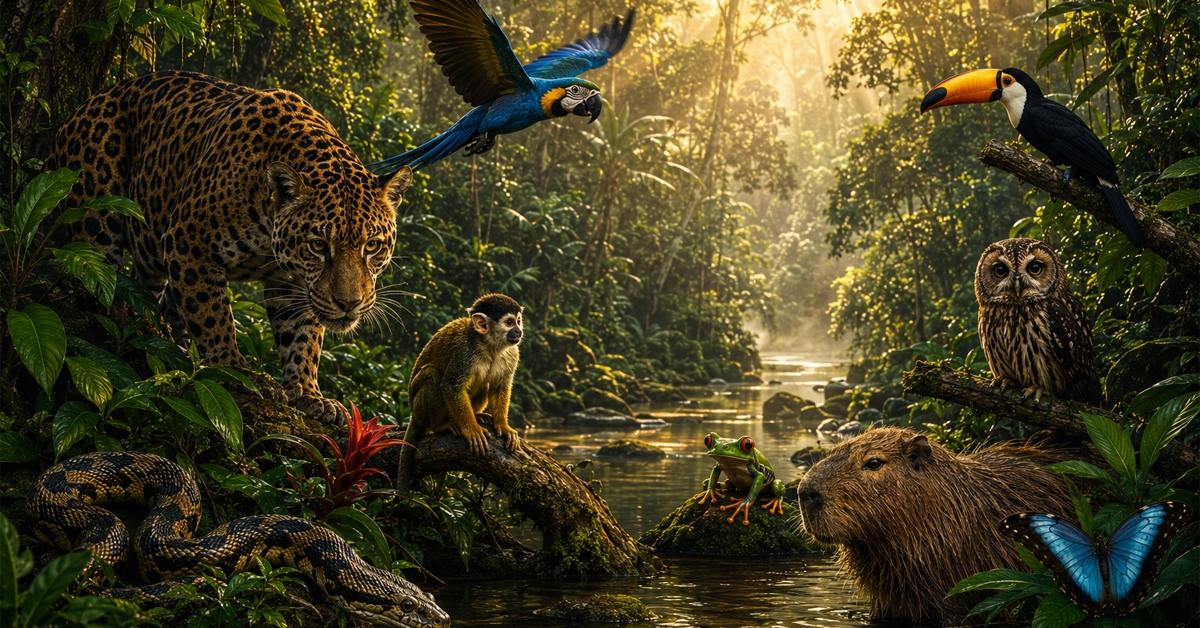 The Spirit Of Forest Animals: Sacred Wisdom From The Creatures Of The Amazon 1 The Spirit Of Forest Animals: Sacred Wisdom From The Creatures Of The Amazon forest animals spiritual meaning in the Amazon rainforest with jaguar serpent owl birds turtle and sacred animal wisdom