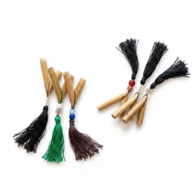 Forest Traveler Kuripe – Handmade Bamboo Rapé Self Applicator with Tassel – handmade Amazonian rapé applicator from Queen of the Forest