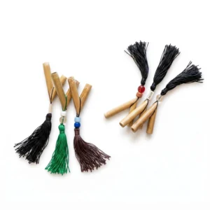 Forest Traveler Kuripe – Handmade Bamboo Rapé Self Applicator with Tassel – handmade Amazonian rapé applicator from Queen of the Forest
