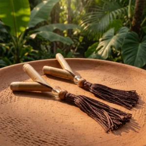 Forest Traveler Kuripe – Handmade Bamboo Rapé Self Applicator with Tassel - Image 4