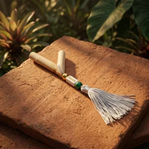 Forest Traveler Kuripe – Handmade Bamboo Rapé Self Applicator with Tassel - Image 5