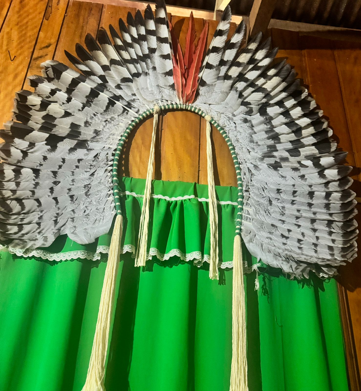 Kaxinawá eagle feather cocar headdress handcrafted by Huni Kuin artisans