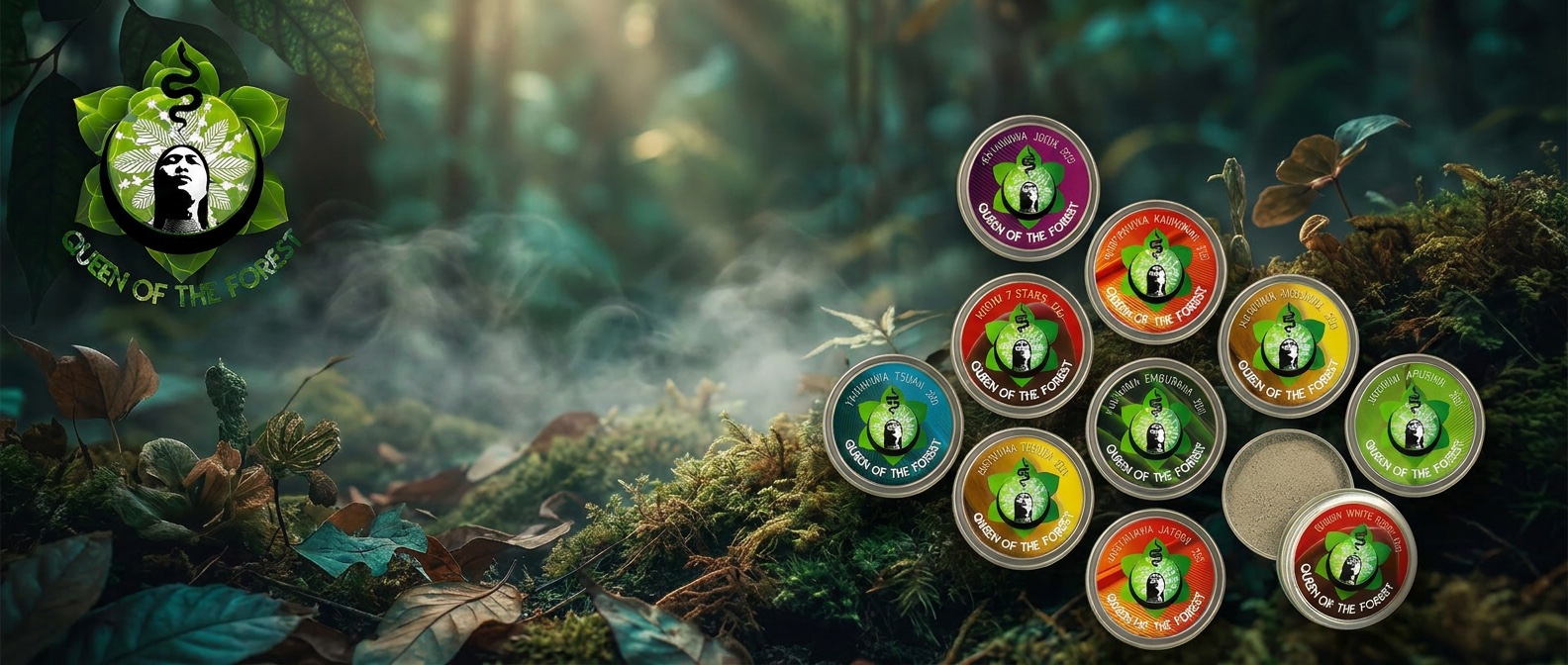 Sacred Rapé tins on the forest floor